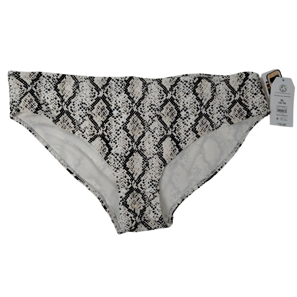 Snake Print High-Waisted Bikini Bottom XL 16-18 Time & Tru Stretchy Nylon/Spande